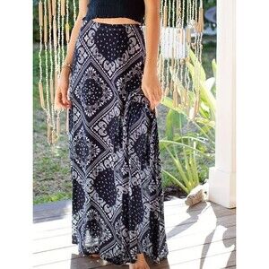 Natural Life Maxi Skirt XL‎ Bandana Handkerchief Floral Paisley Boho Long